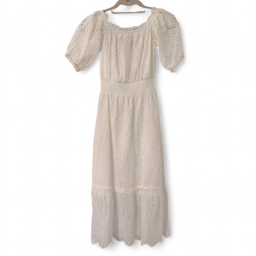 Betsey Johnson Off Shoulder Eyelet Lace Dress White XS - Picture 3 of 12